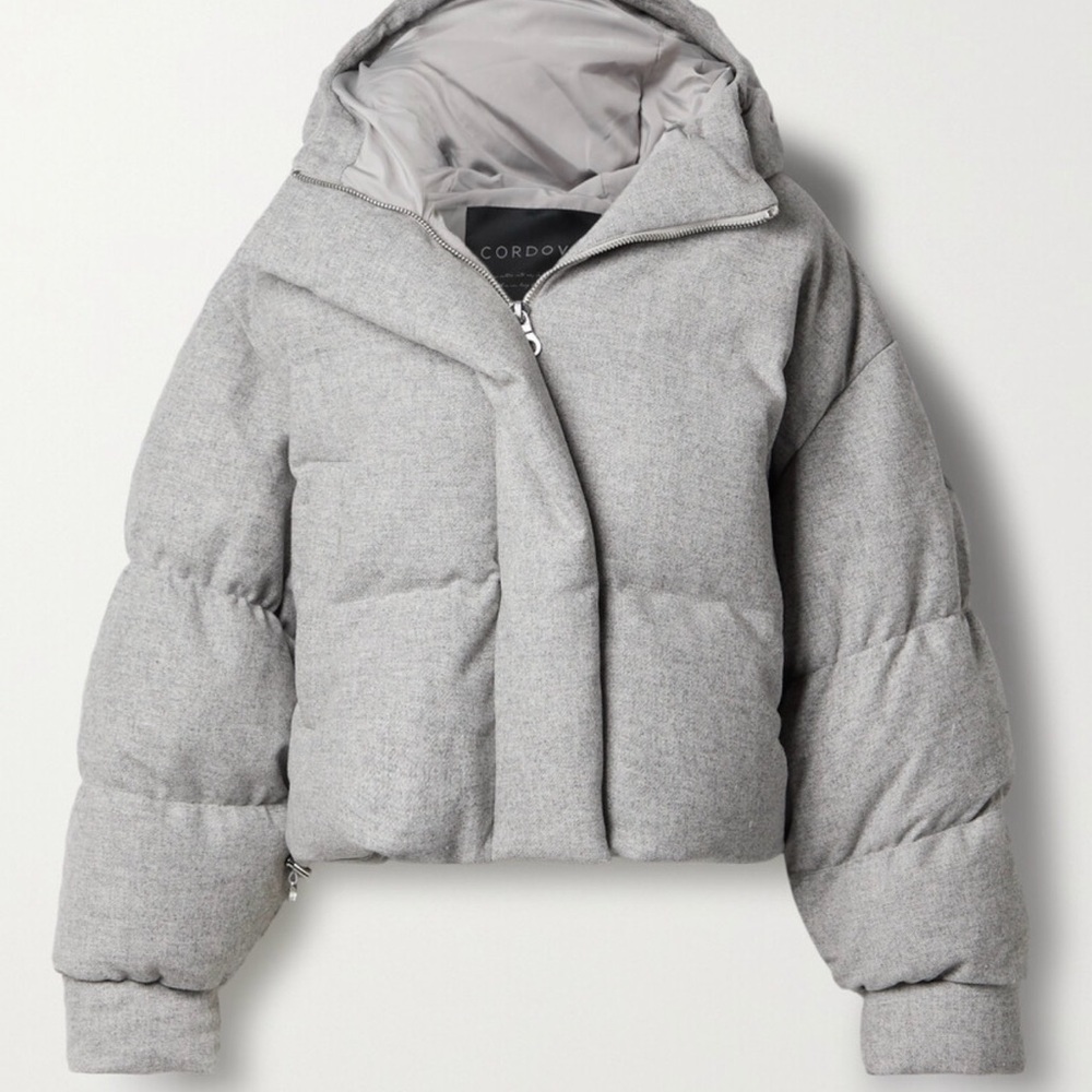 NWT Cordova Aomori Gray Hooded Quilted Down Ski Jacket